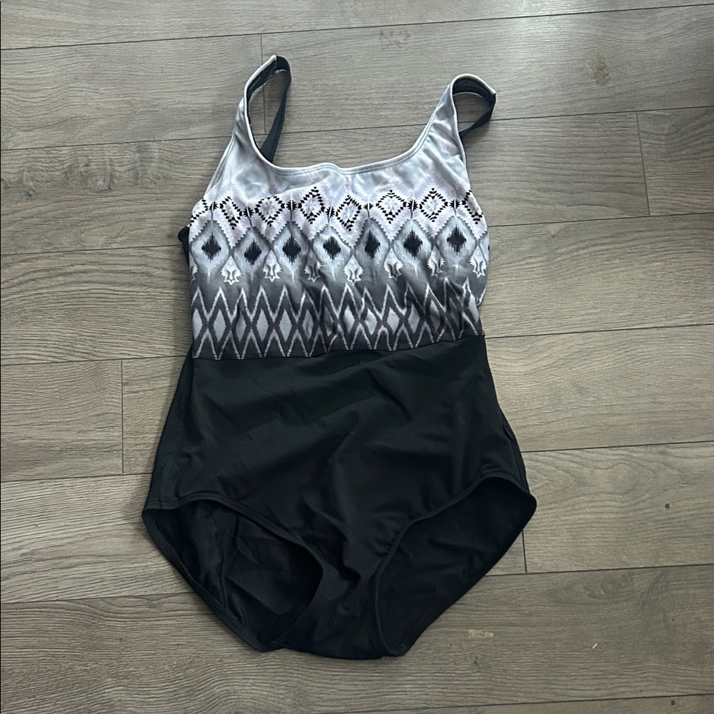TYR Black and Gray Women Swim One Piece